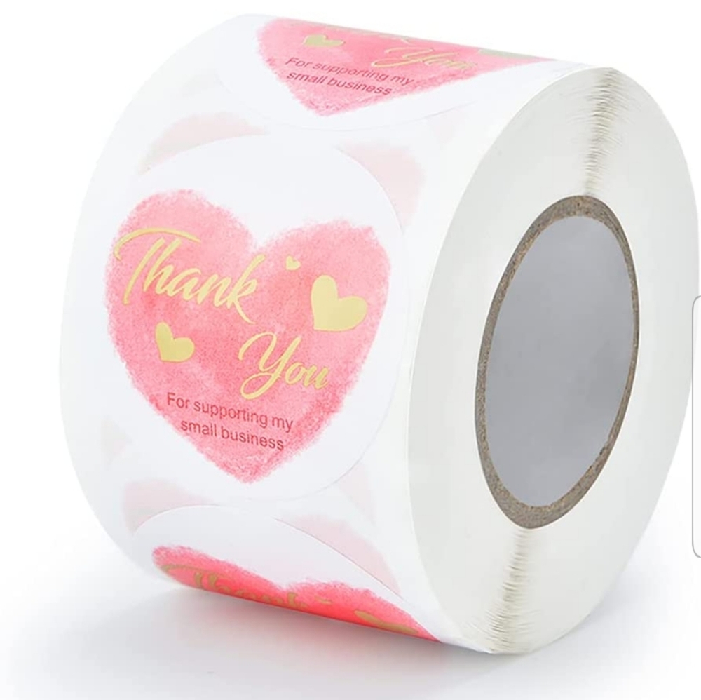 100 ct  2 Inch Circle Pastel Pink with Golden Hearts